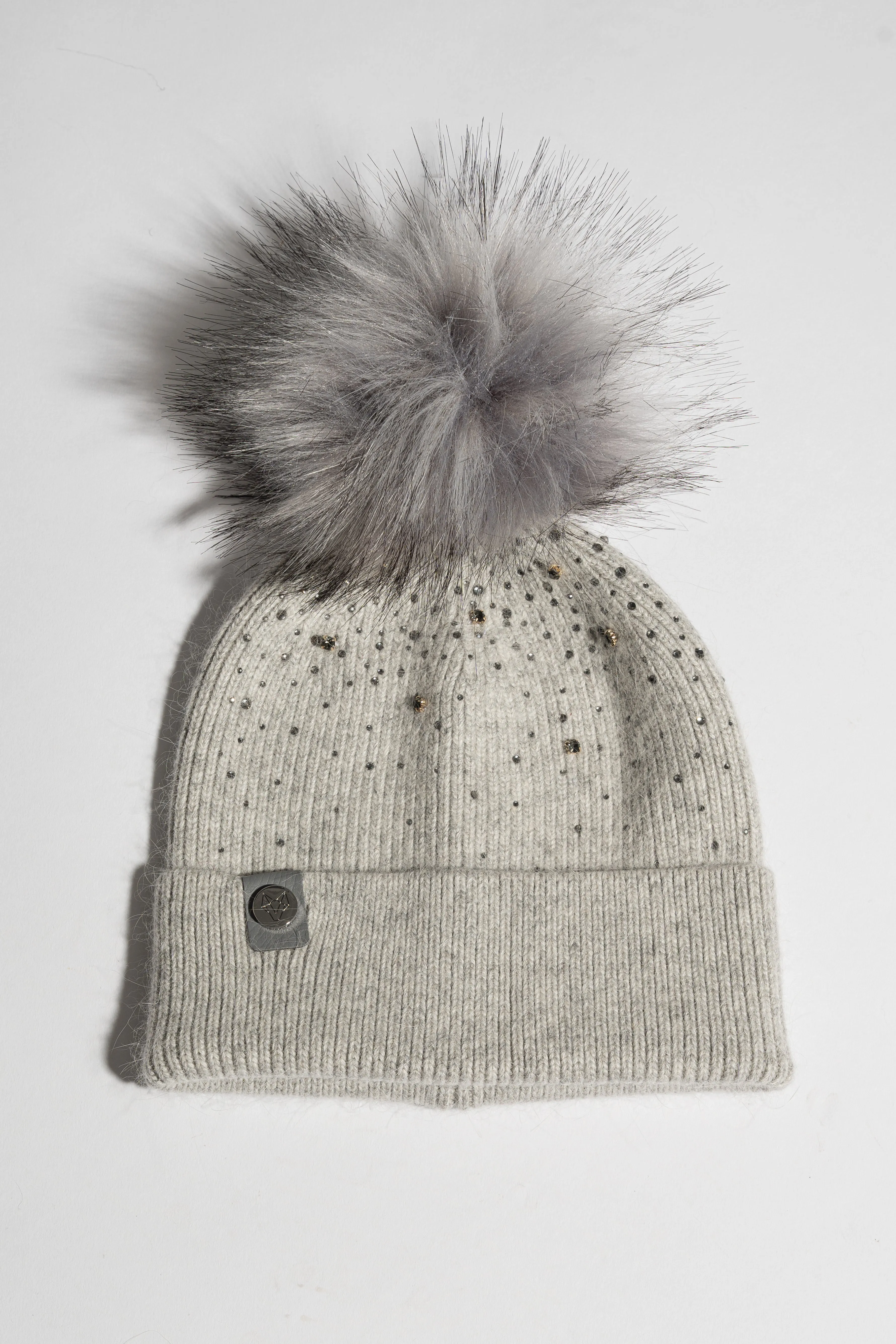 Faux Elvie Pom Pom Hat - Grey