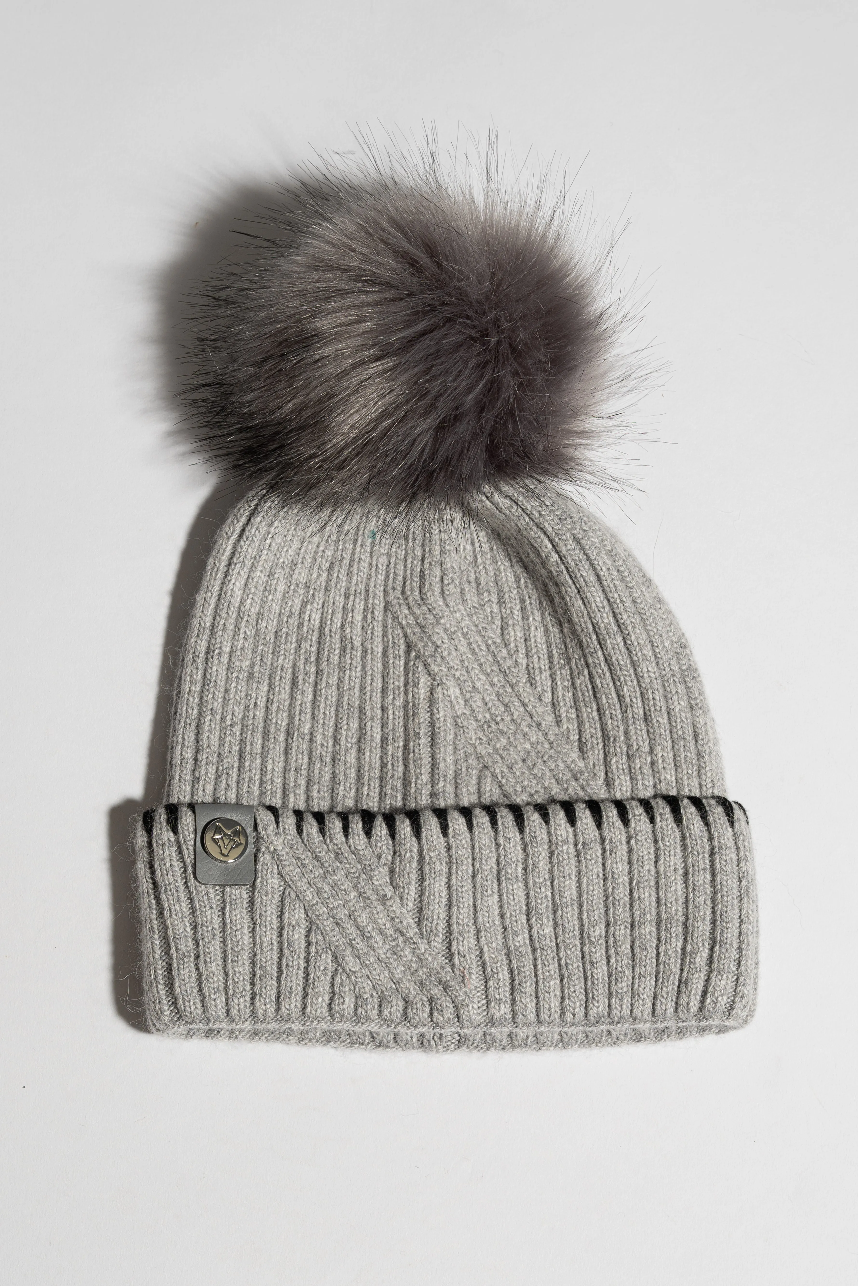 Faux Finley Pom Pom Hat - Grey