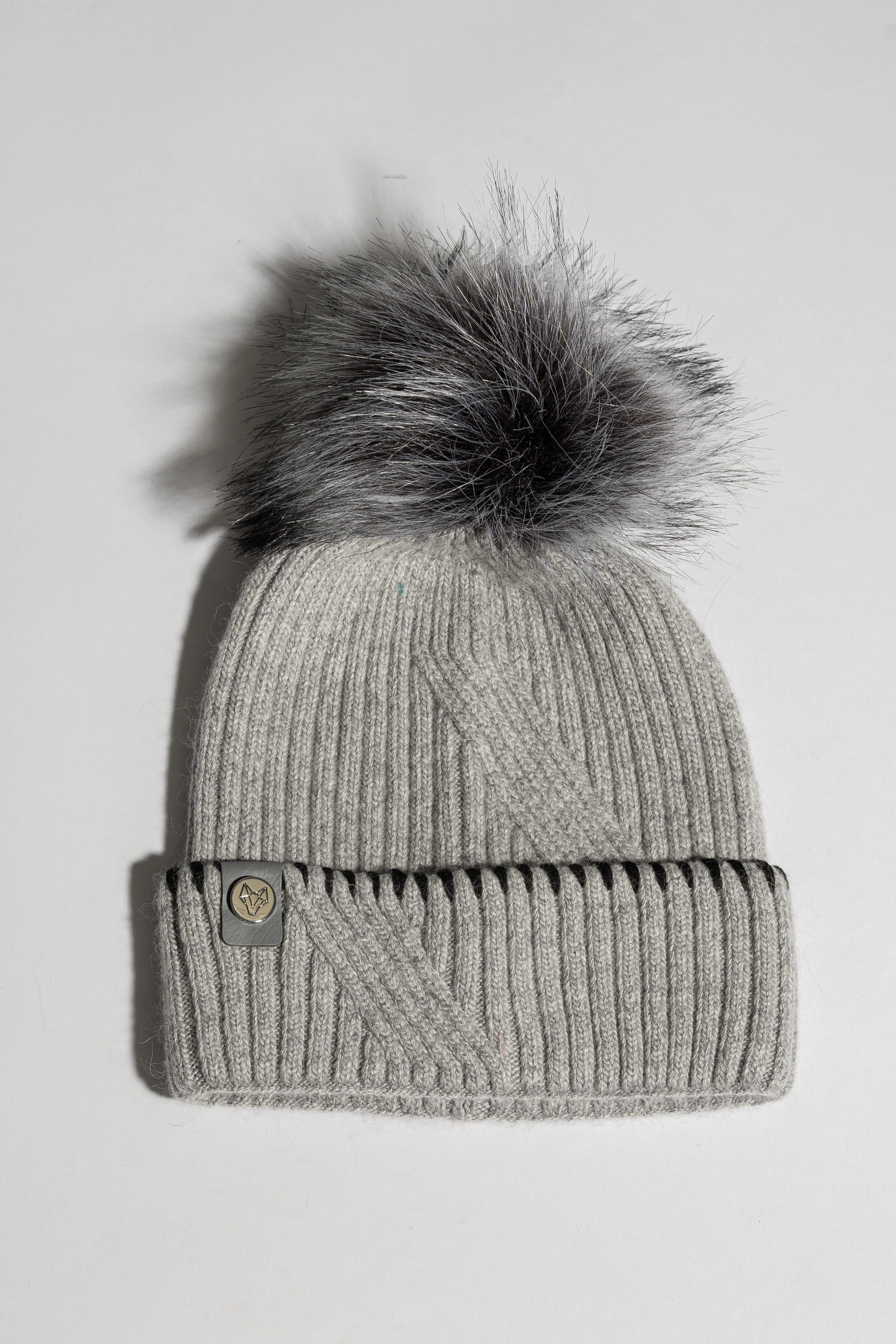 Faux Finley Pom Pom Hat - Grey