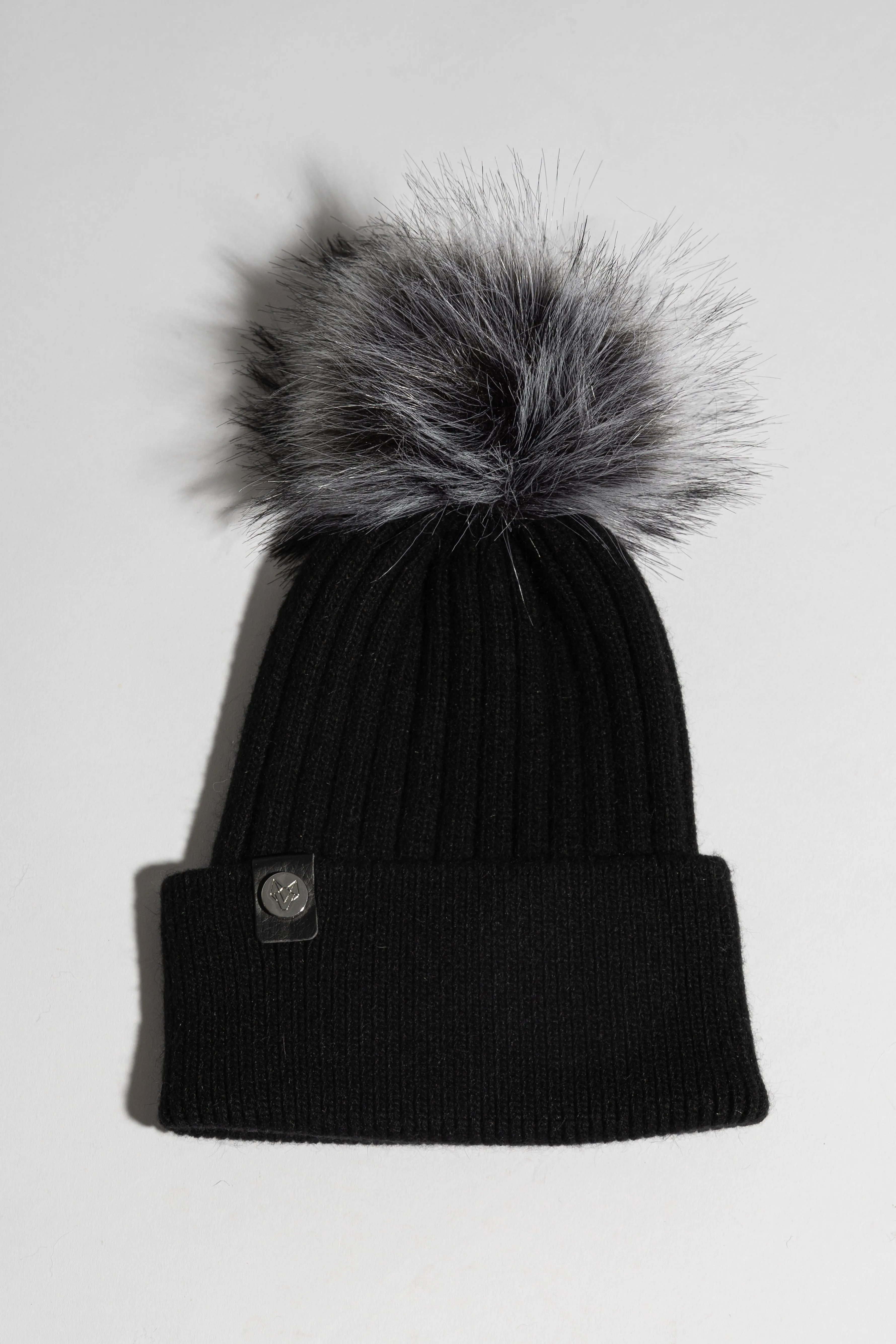 Faux Harley Pom Pom Hat - Black