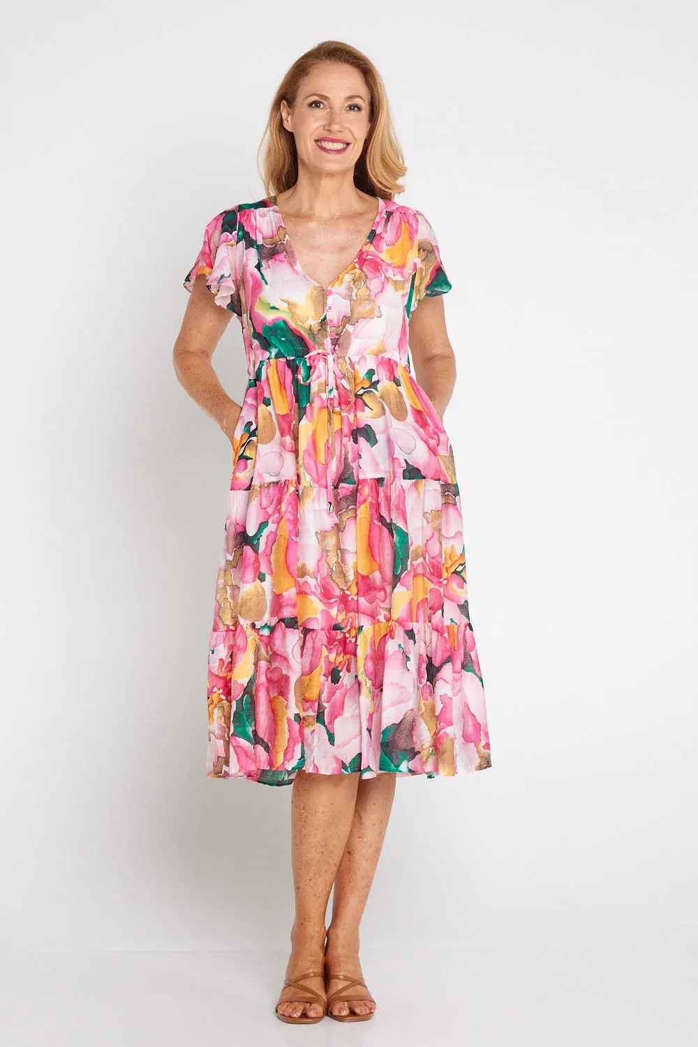 Fayette Dress - Abstract Floral Watercolour