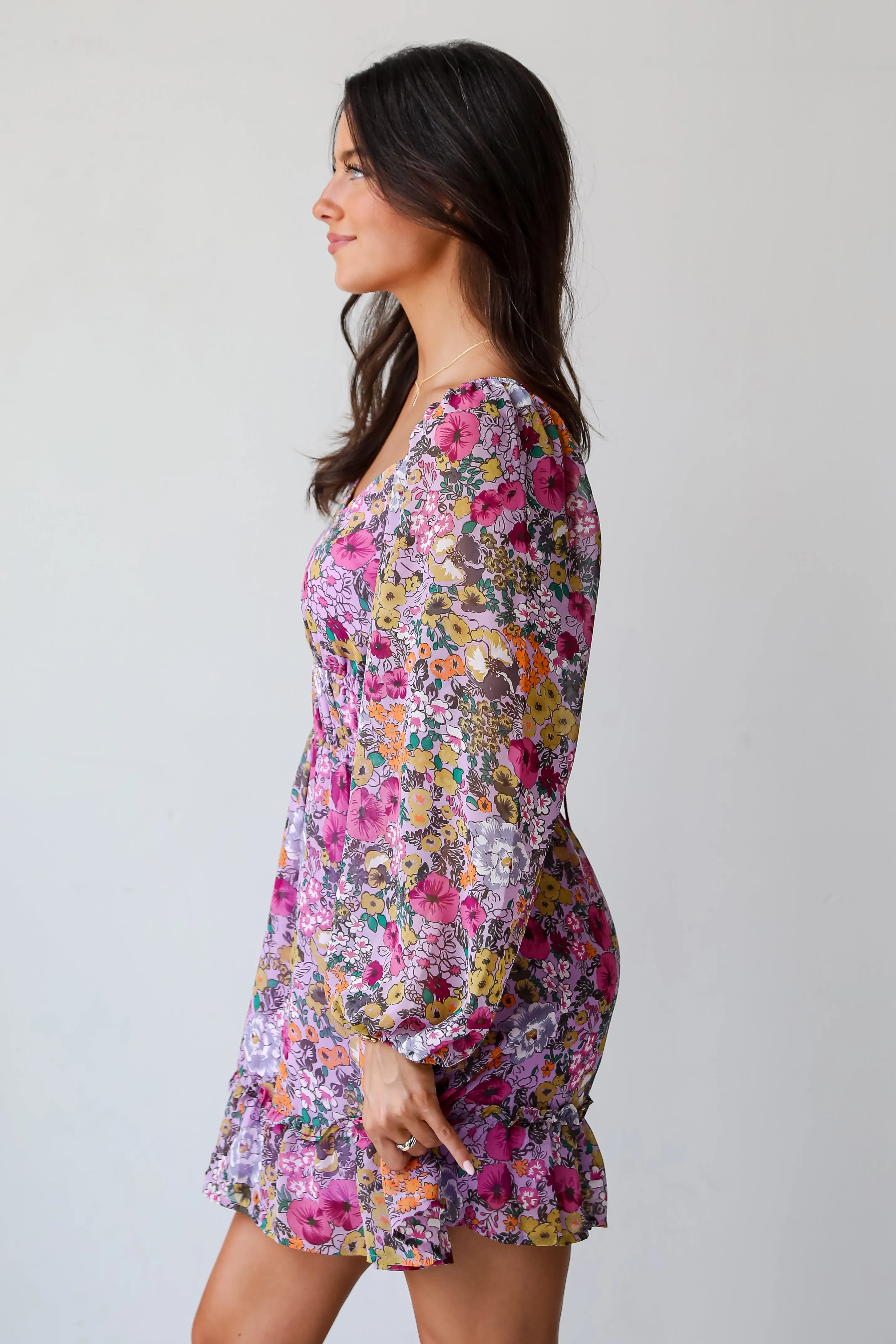 FINAL SALE - Elite Sweetness Lavender Floral Mini Dress