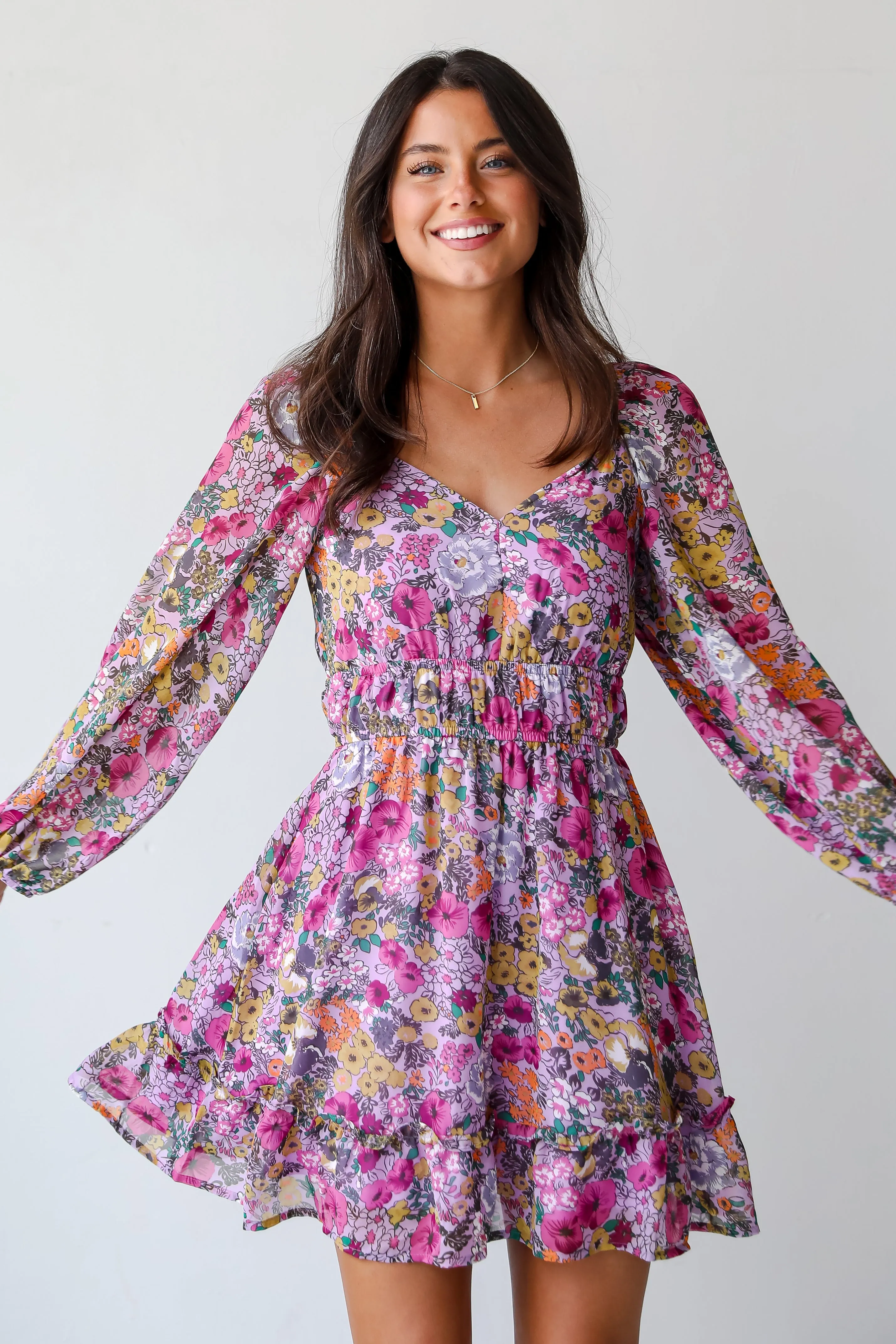 FINAL SALE - Elite Sweetness Lavender Floral Mini Dress