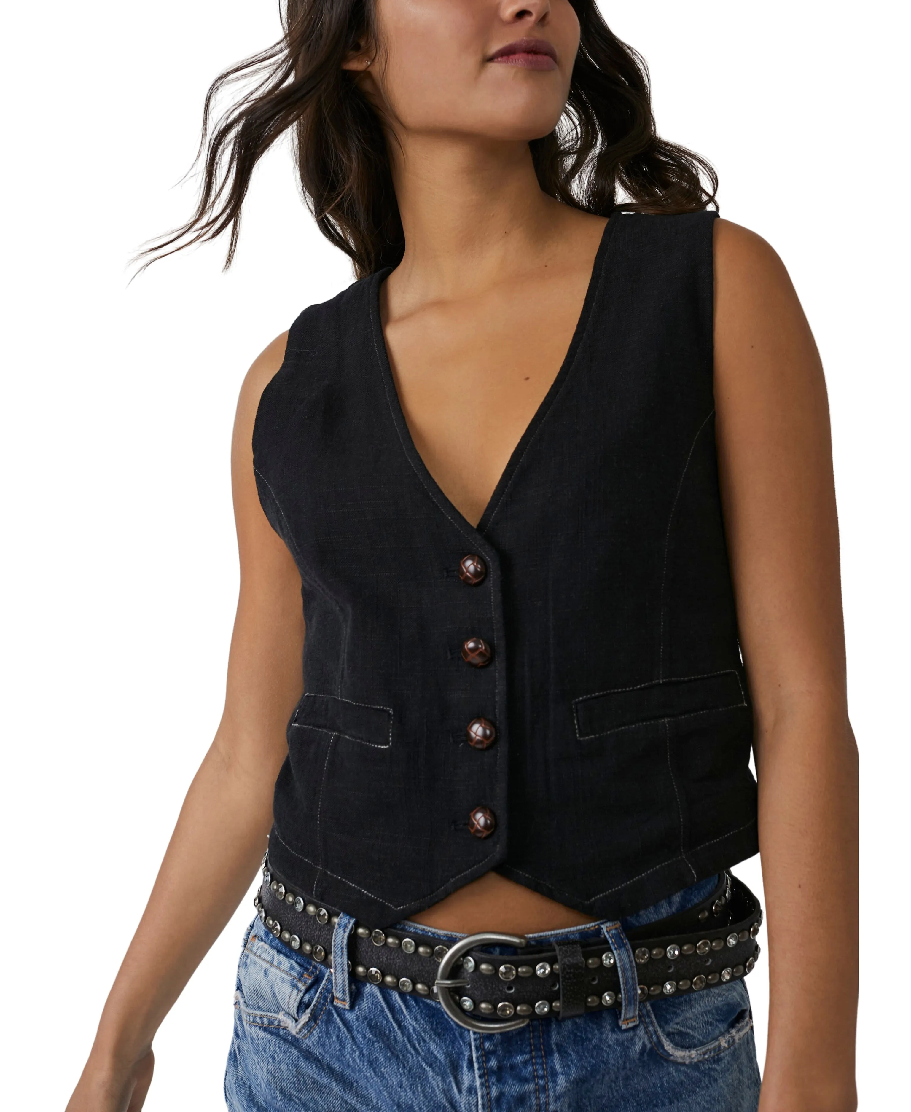 Free People Charley Linen Vest