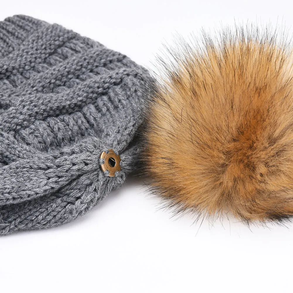 FURTALK Winter Women Slouchy Faux Fur PomPom Hats  Drop Shipping A003