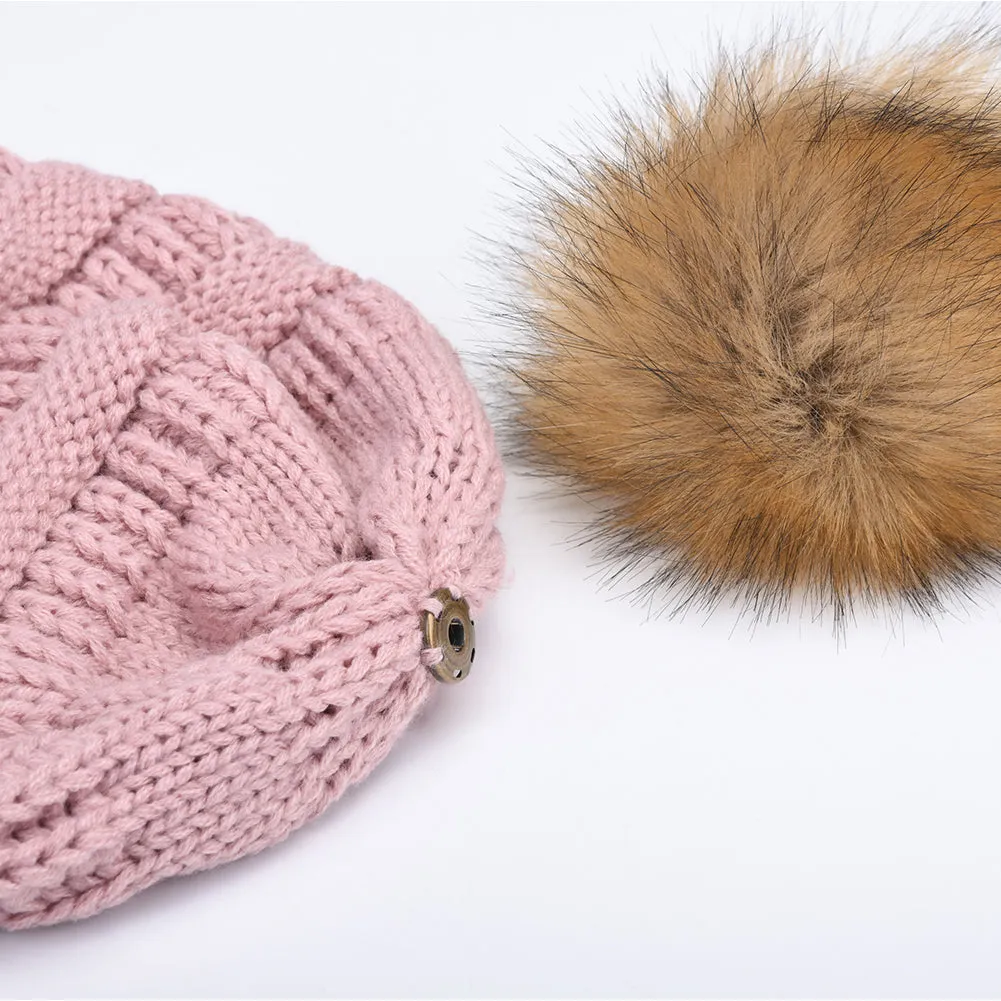 FURTALK Winter Women Slouchy Faux Fur PomPom Hats  Drop Shipping A003