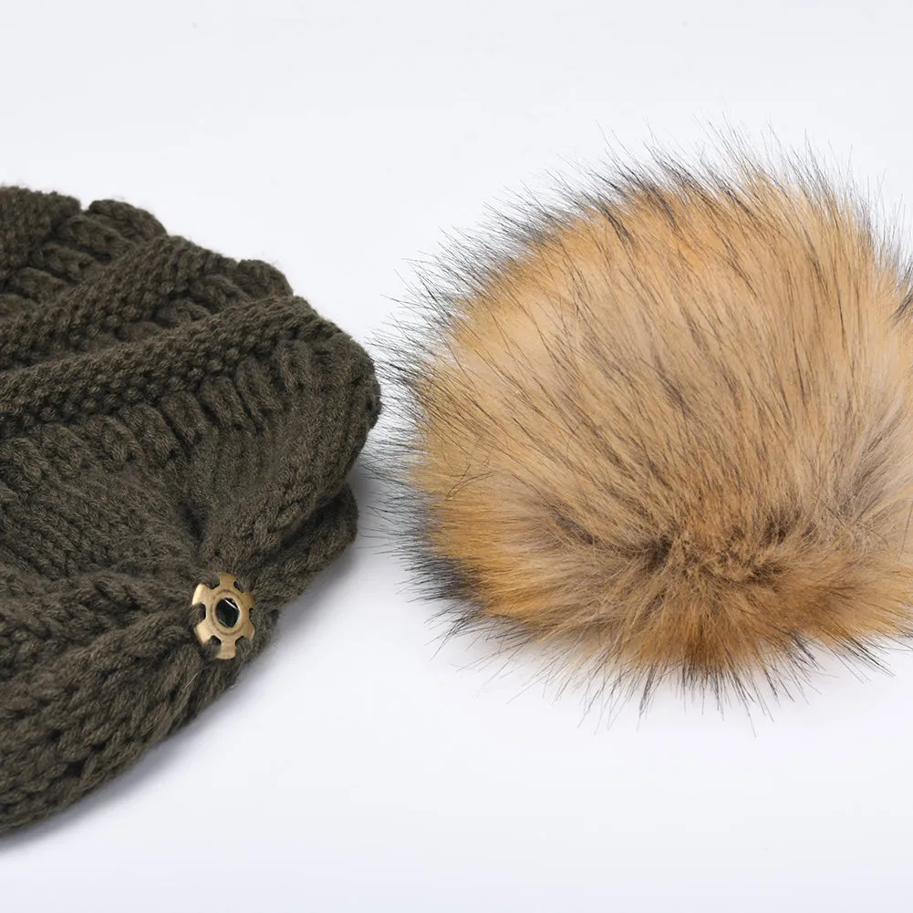 FURTALK Winter Women Slouchy Faux Fur PomPom Hats  Drop Shipping A003