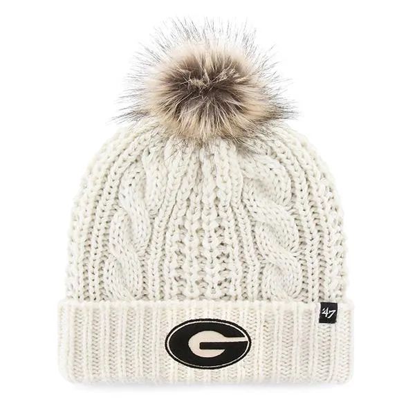 Georgia Bulldogs '47 Brand WOMEN'S "Meeko" Cuff Knit Beanie with Fur Poofball