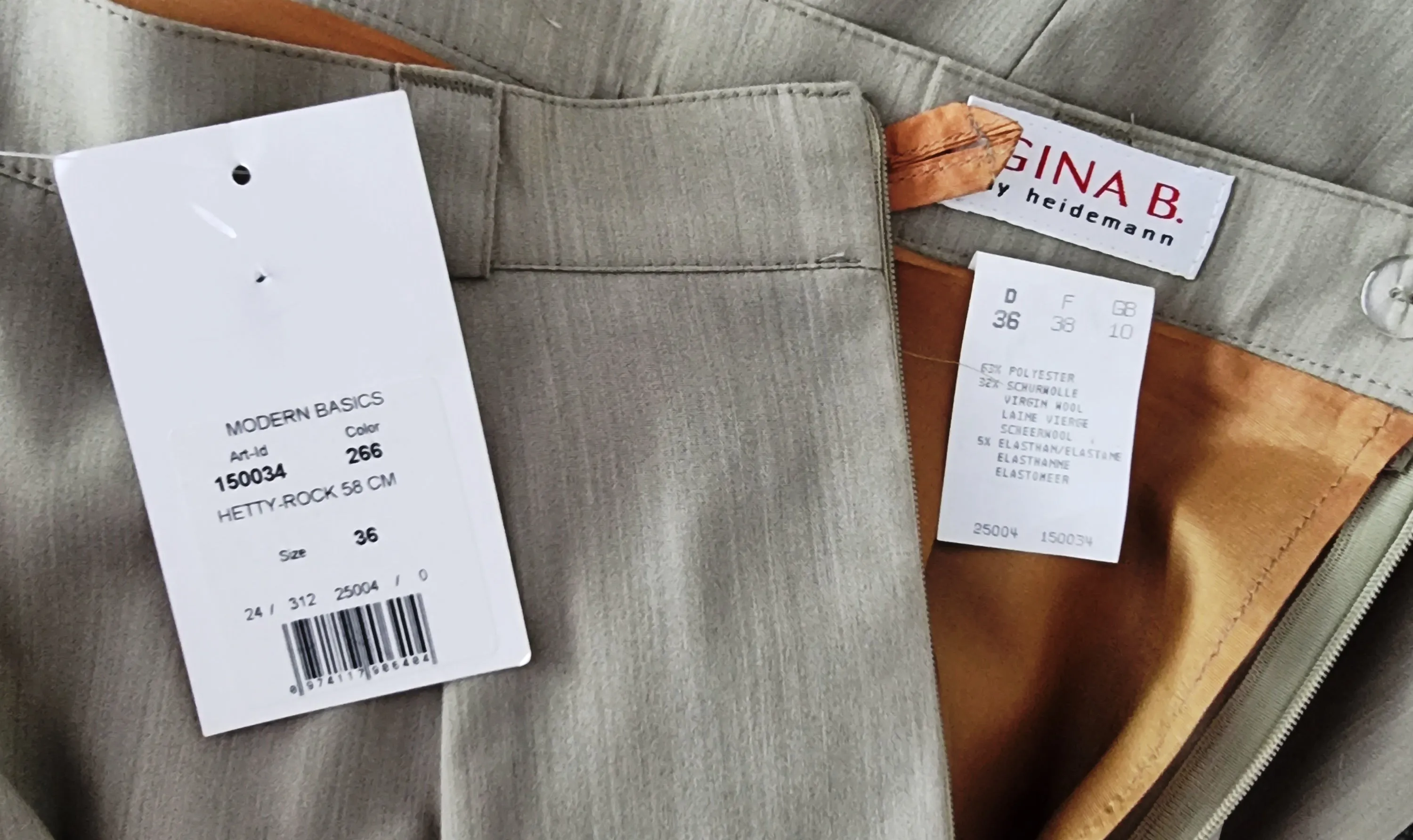 Gina B by Heidemann Sage Green Stretch Pencil Skirt UK 10 US 6 EU 38