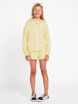 Girls Lived in Lounge Zip Fleece Jacket - Citron