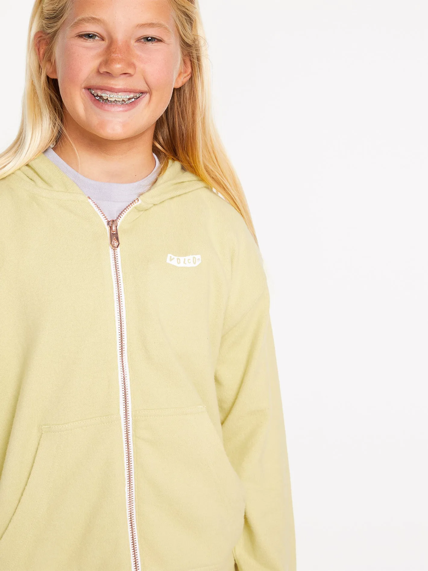 Girls Lived in Lounge Zip Fleece Jacket - Citron