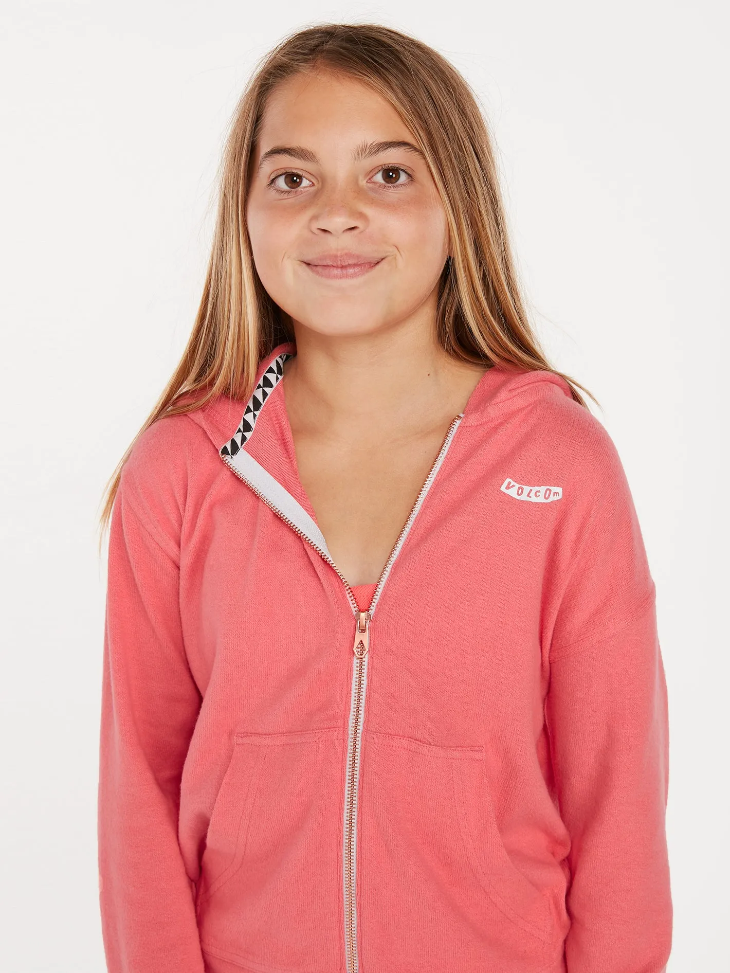 Girls Lived In Lounge Zip Sweatshirt - Electric Coral