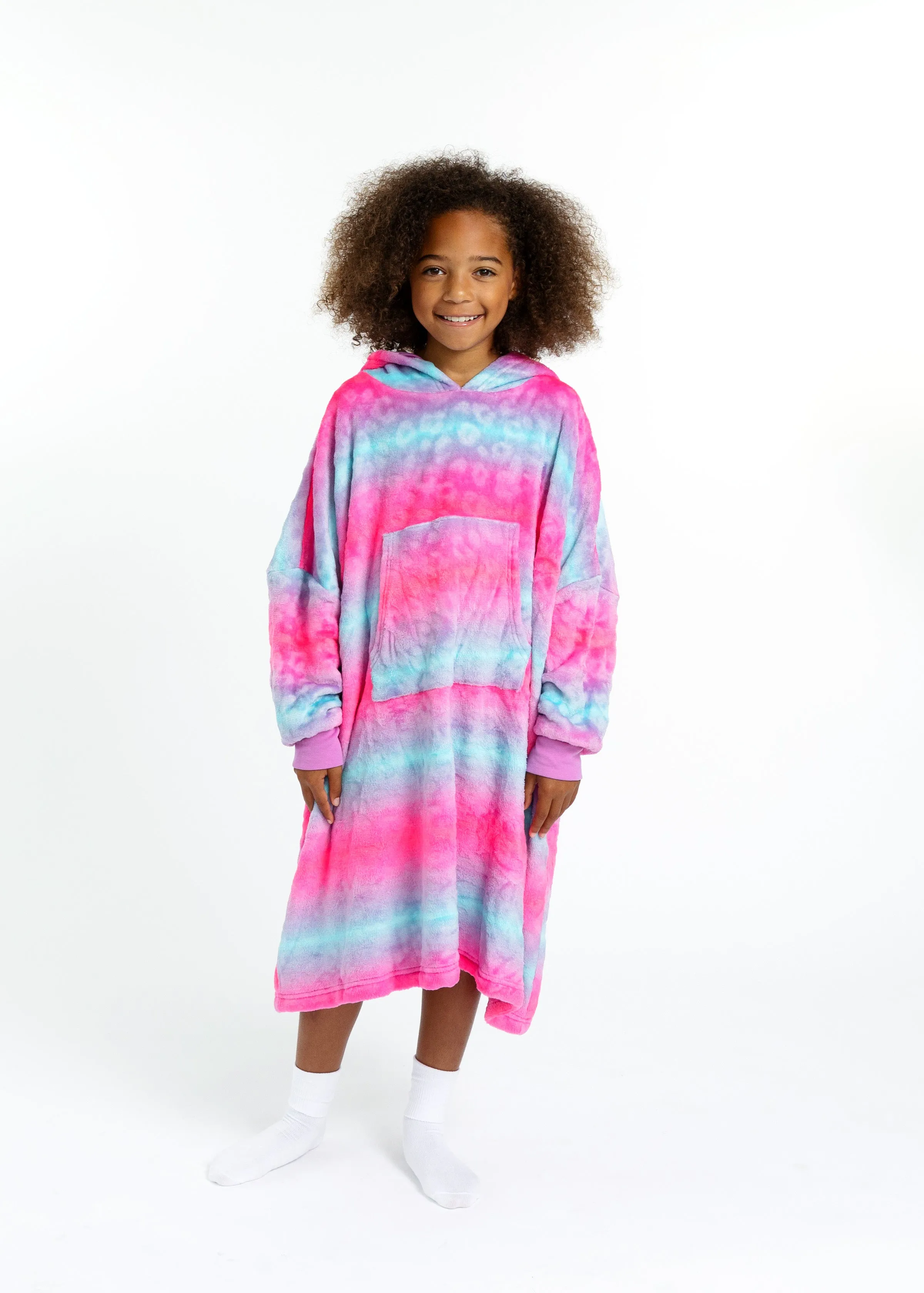 Girls Ombre Leopard Wearable Cozy Fleece Blanket Hoodie