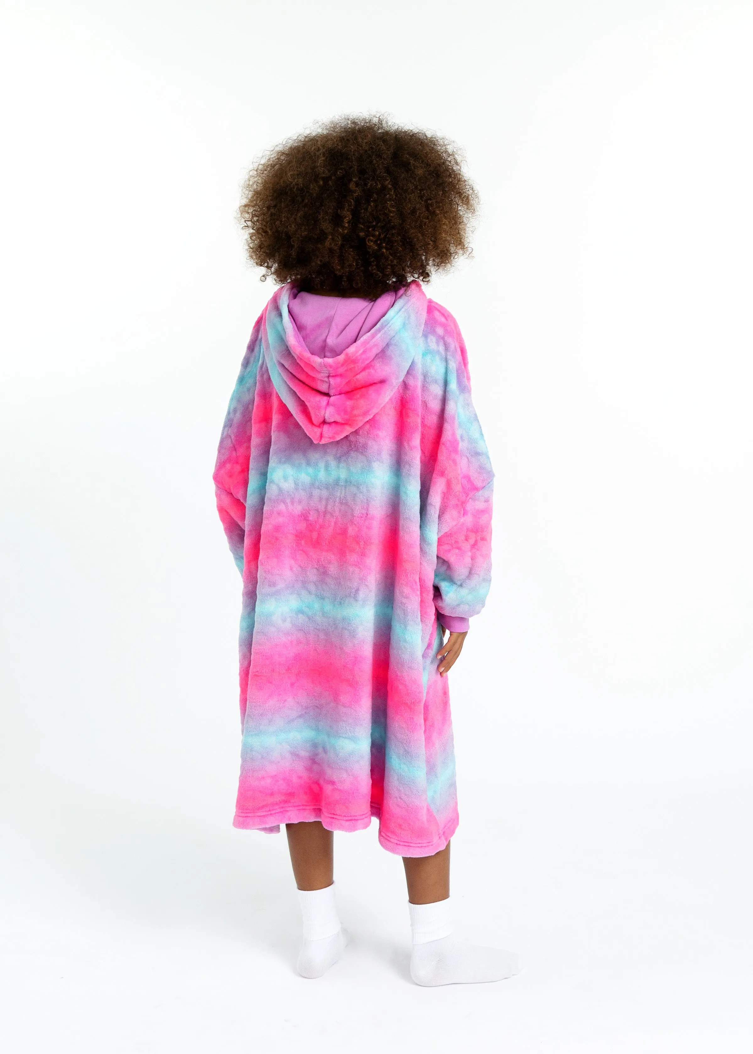 Girls Ombre Leopard Wearable Cozy Fleece Blanket Hoodie