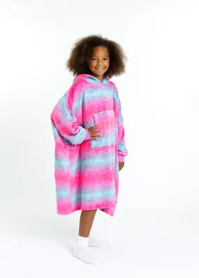 Girls Ombre Leopard Wearable Cozy Fleece Blanket Hoodie