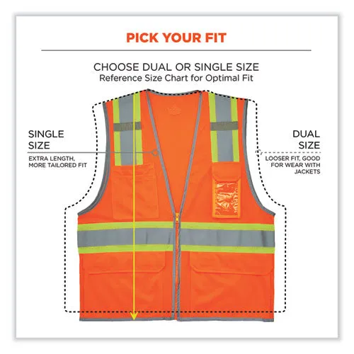 Glowear 8246z Class 2 Two-tone Mesh Reflective Binding Zipper Vest, Polyester, 2xl/3xl, Orange, Ships In 1-3 Business Days