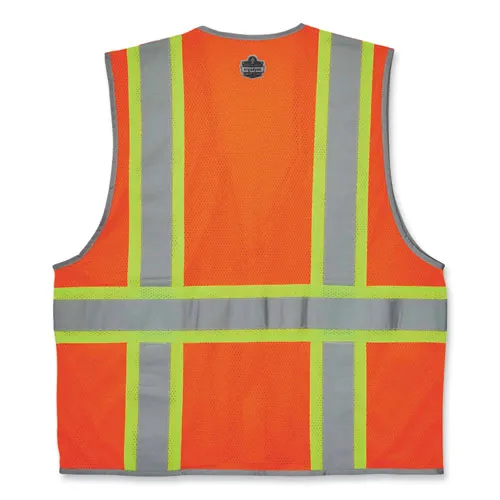 Glowear 8246z Class 2 Two-tone Mesh Reflective Binding Zipper Vest, Polyester, 2xl/3xl, Orange, Ships In 1-3 Business Days