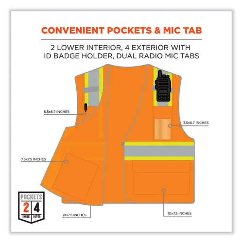 Glowear 8246z Class 2 Two-tone Mesh Reflective Binding Zipper Vest, Polyester, 2xl/3xl, Orange, Ships In 1-3 Business Days