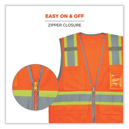 Glowear 8246z Class 2 Two-tone Mesh Reflective Binding Zipper Vest, Polyester, 2xl/3xl, Orange, Ships In 1-3 Business Days