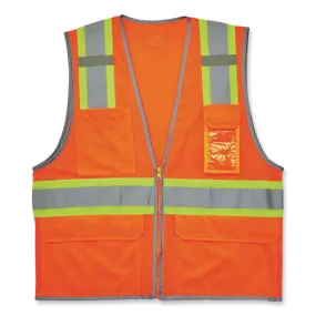 Glowear 8246z Class 2 Two-tone Mesh Reflective Binding Zipper Vest, Polyester, 2xl/3xl, Orange, Ships In 1-3 Business Days