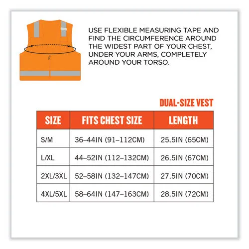 Glowear 8249z Class 2 Economy Surveyors Zipper Vest, Polyester, 4x-large/5x-large, Orange, Ships In 1-3 Business Days