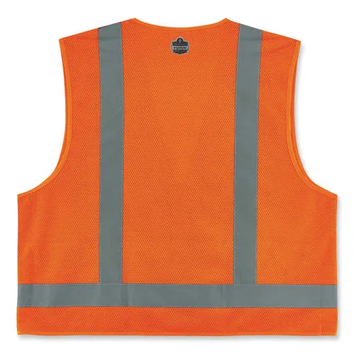 Glowear 8249z Class 2 Economy Surveyors Zipper Vest, Polyester, 4x-large/5x-large, Orange, Ships In 1-3 Business Days