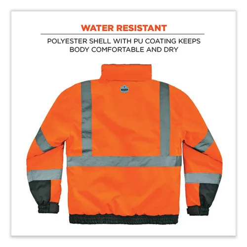 Glowear 8377 Class 3 Hi-vis Quilted Bomber Jacket, Orange, Medium, Ships In 1-3 Business Days