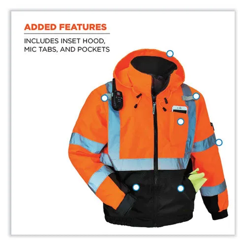 Glowear 8377 Class 3 Hi-vis Quilted Bomber Jacket, Orange, Medium, Ships In 1-3 Business Days