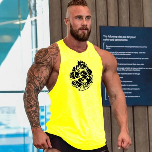 Gorilla wear fashion cotton sleeveless tank top men Fitness muscle shirt mens singlet Bodybuilding workout gym vest fitness men