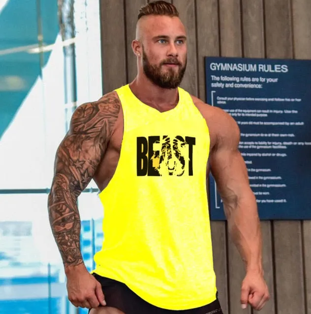 Gorilla wear fashion cotton sleeveless tank top men Fitness muscle shirt mens singlet Bodybuilding workout gym vest fitness men