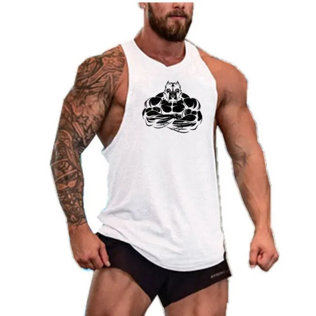 Gorilla wear fashion cotton sleeveless tank top men Fitness muscle shirt mens singlet Bodybuilding workout gym vest fitness men