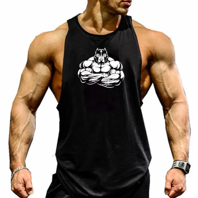 Gorilla wear fashion cotton sleeveless tank top men Fitness muscle shirt mens singlet Bodybuilding workout gym vest fitness men