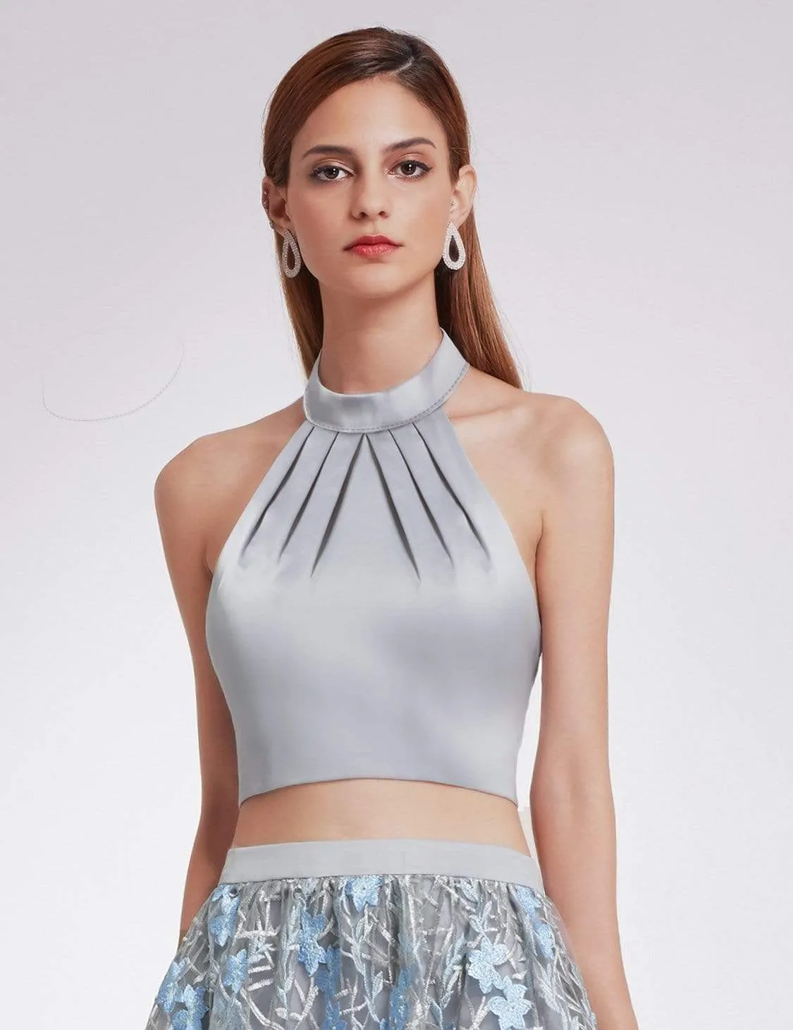 Halter Neck Crop Top and Skirt Set