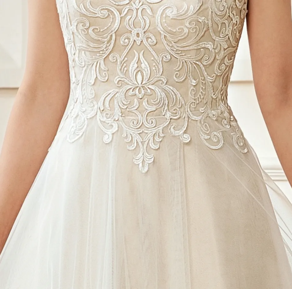 Illusion A-Line Scoop Neckline Lace Bridal Gown