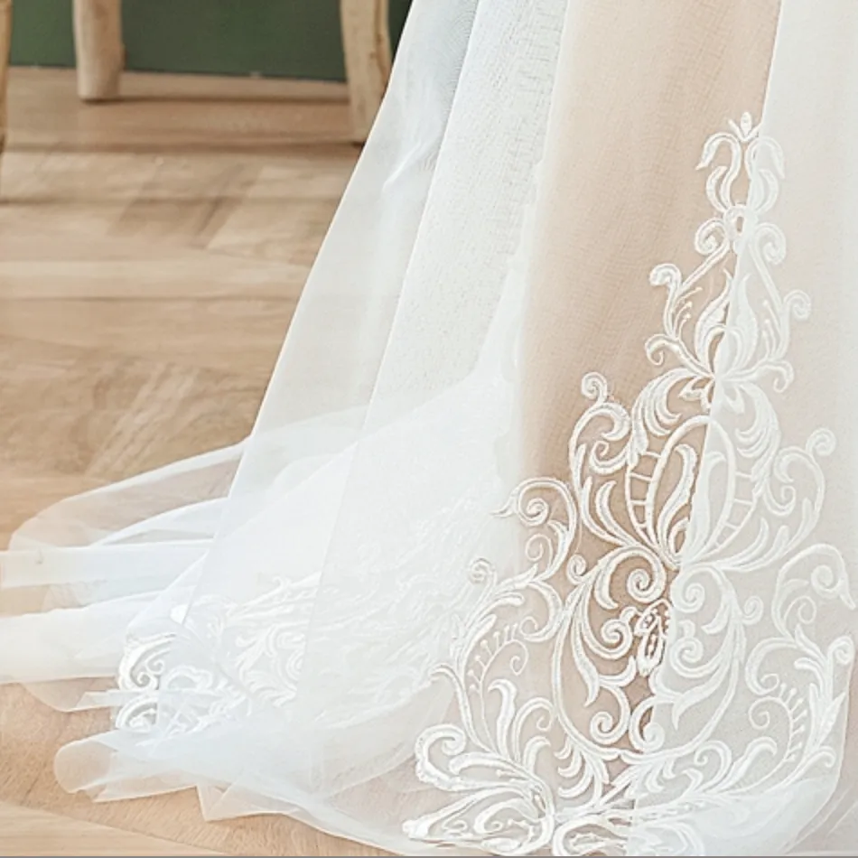 Illusion A-Line Scoop Neckline Lace Bridal Gown