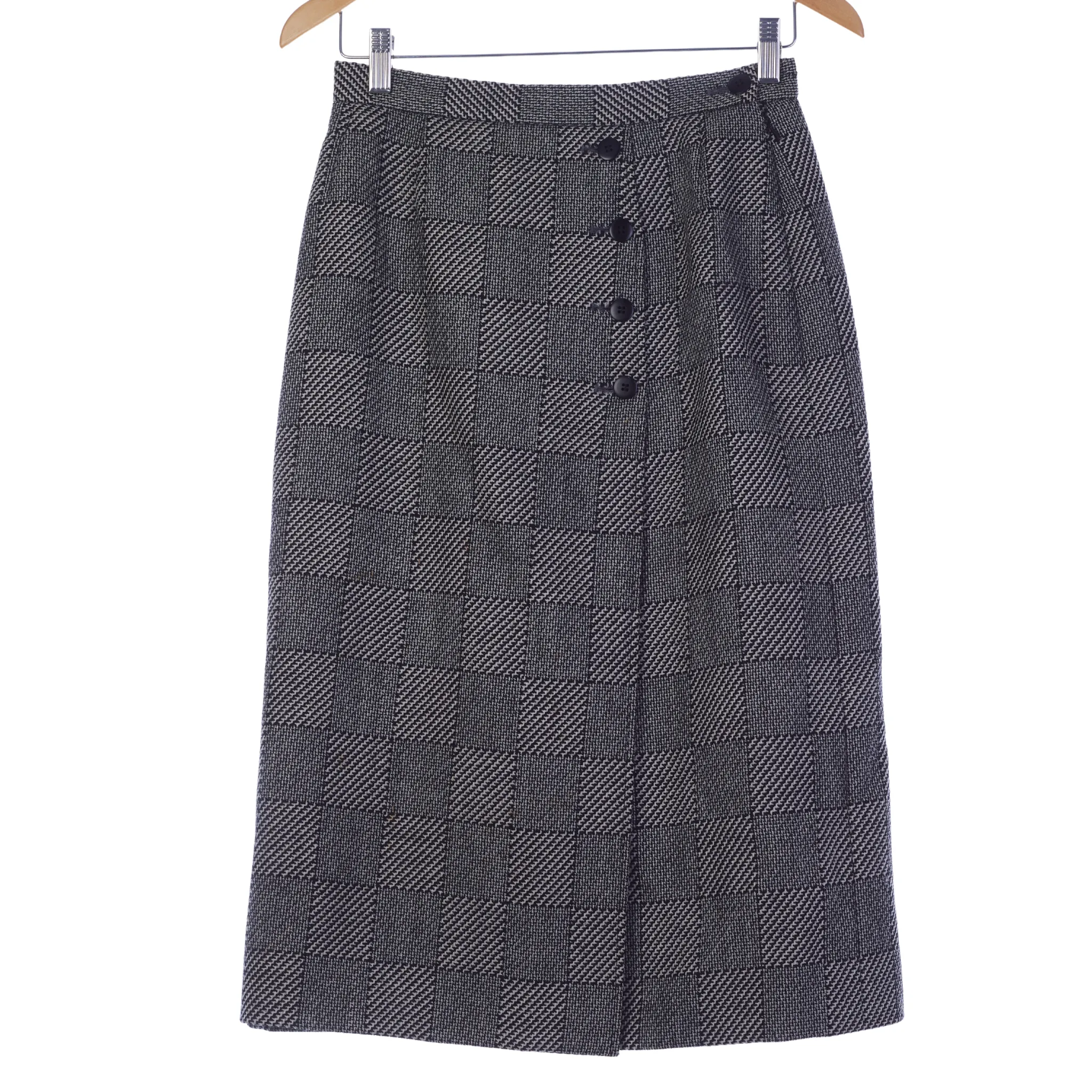 Jaeger Vintage Black and White Check Wool Skirt UK Size 8