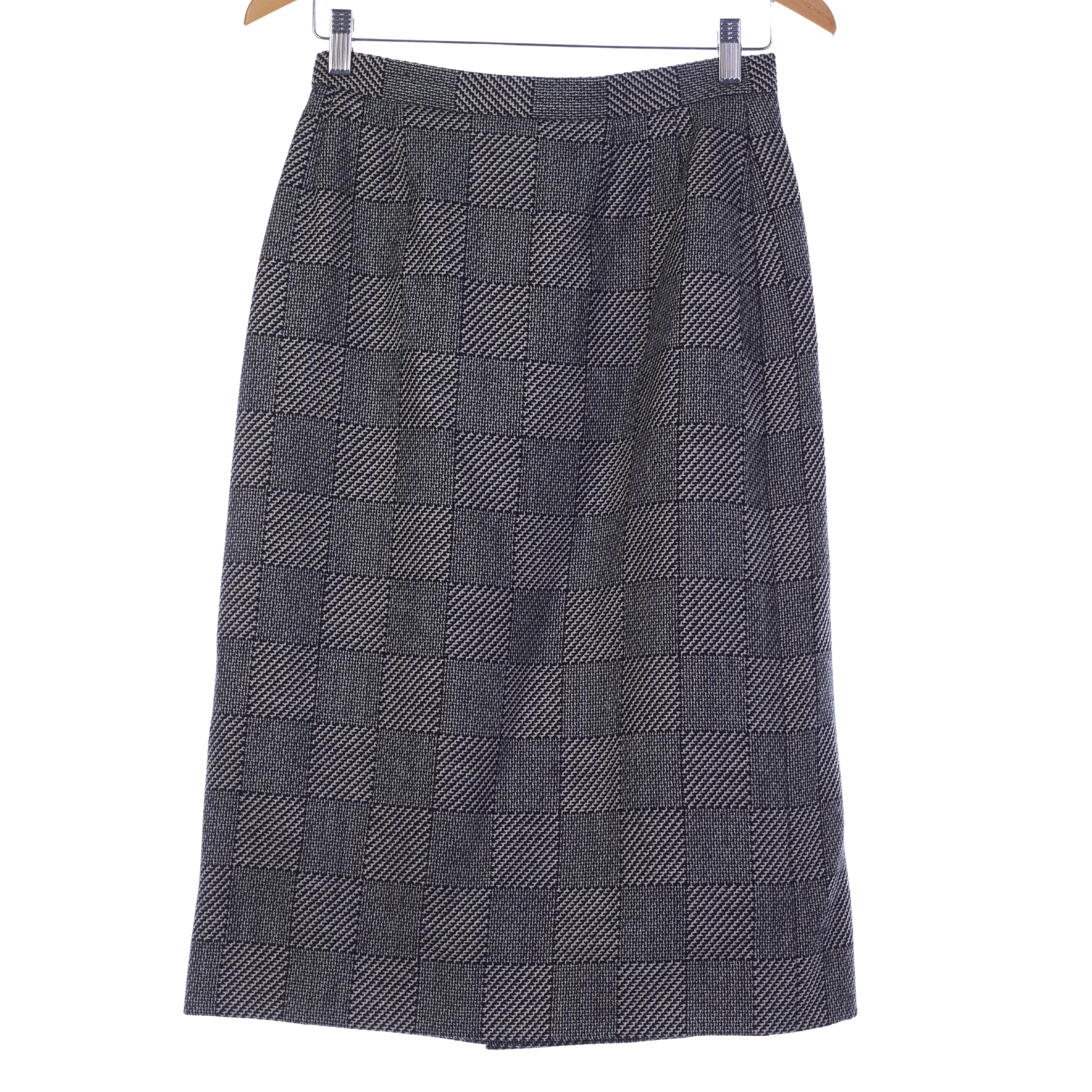 Jaeger Vintage Black and White Check Wool Skirt UK Size 8