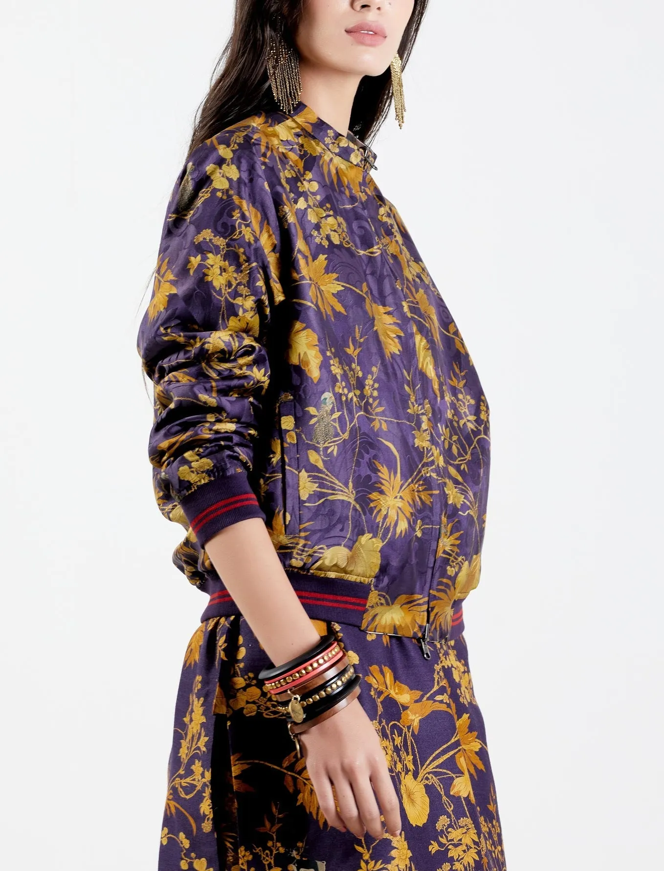 Janbaaz Bomber Jacket Silk Damask Gold