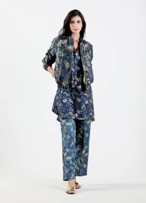 Janbaaz Bomber Jacket Silk Damask Midnight