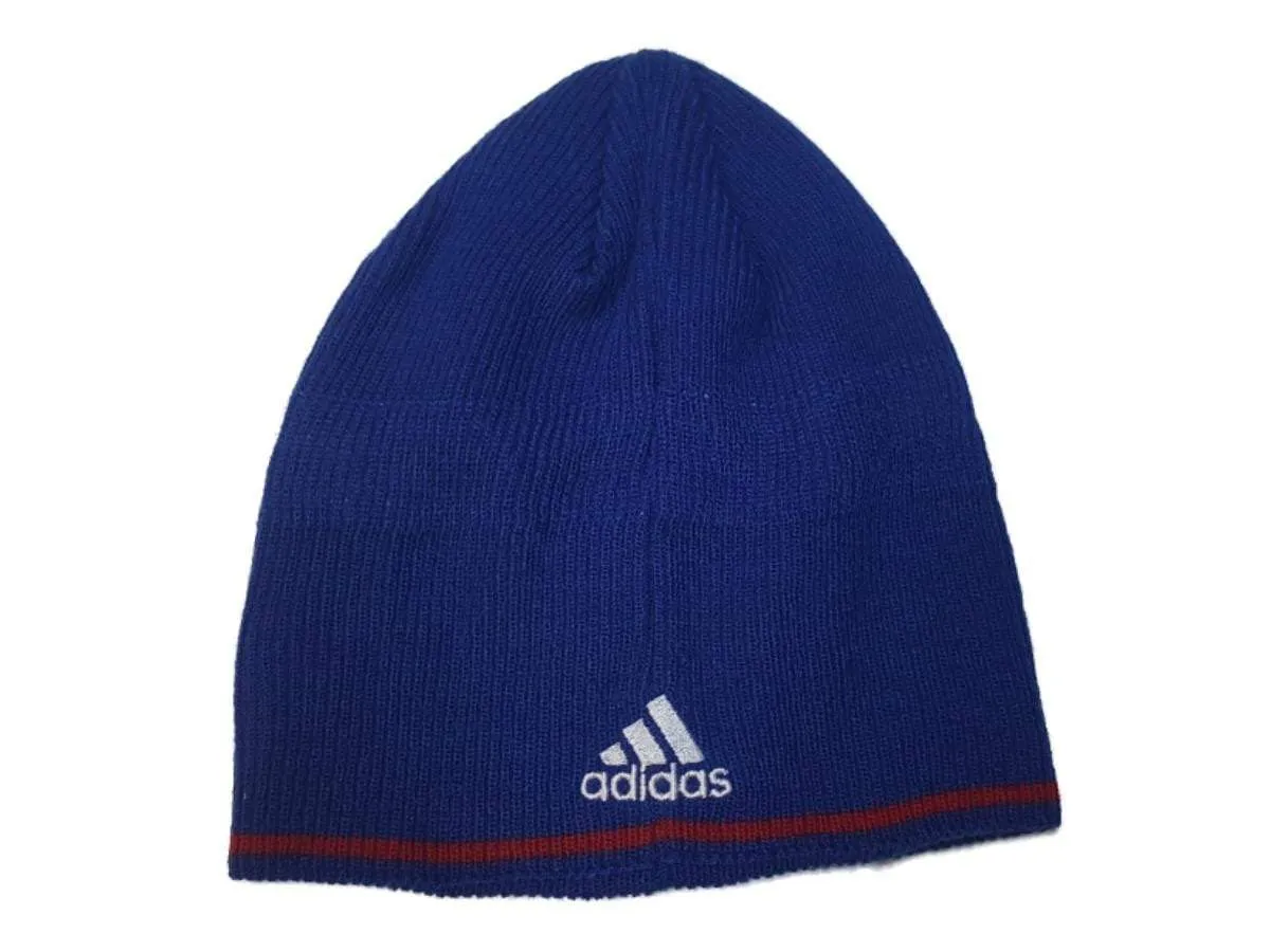 Kansas Jayhawks Adidas Blue Acrylic Knit Uncuffed Skull Beanie Hat Cap