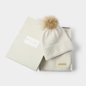 Katie Loxton Light Sand Boxed Hat & Scarf Set KLS590