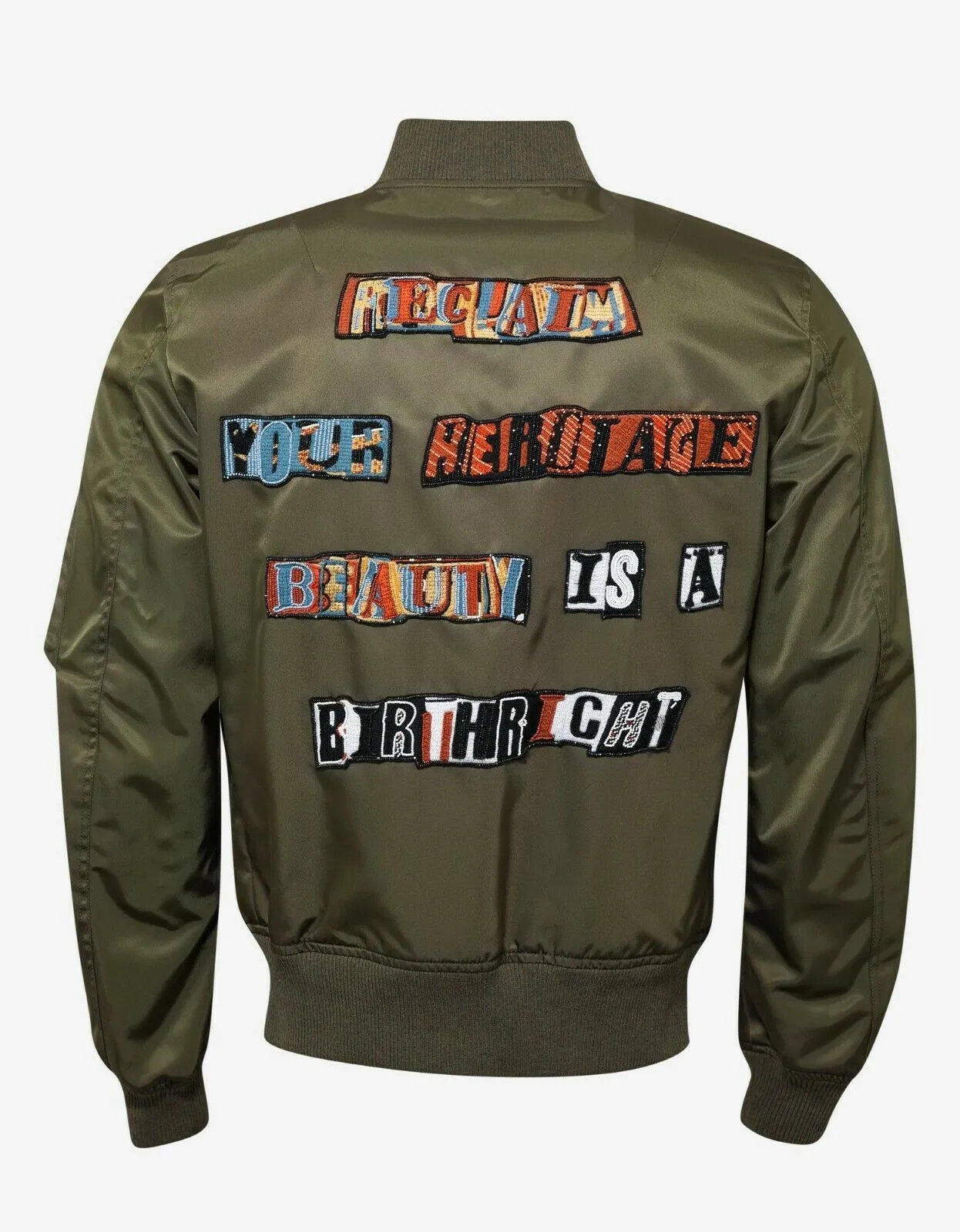 Khaki Jamie Reid Embellished Bomber Jacket