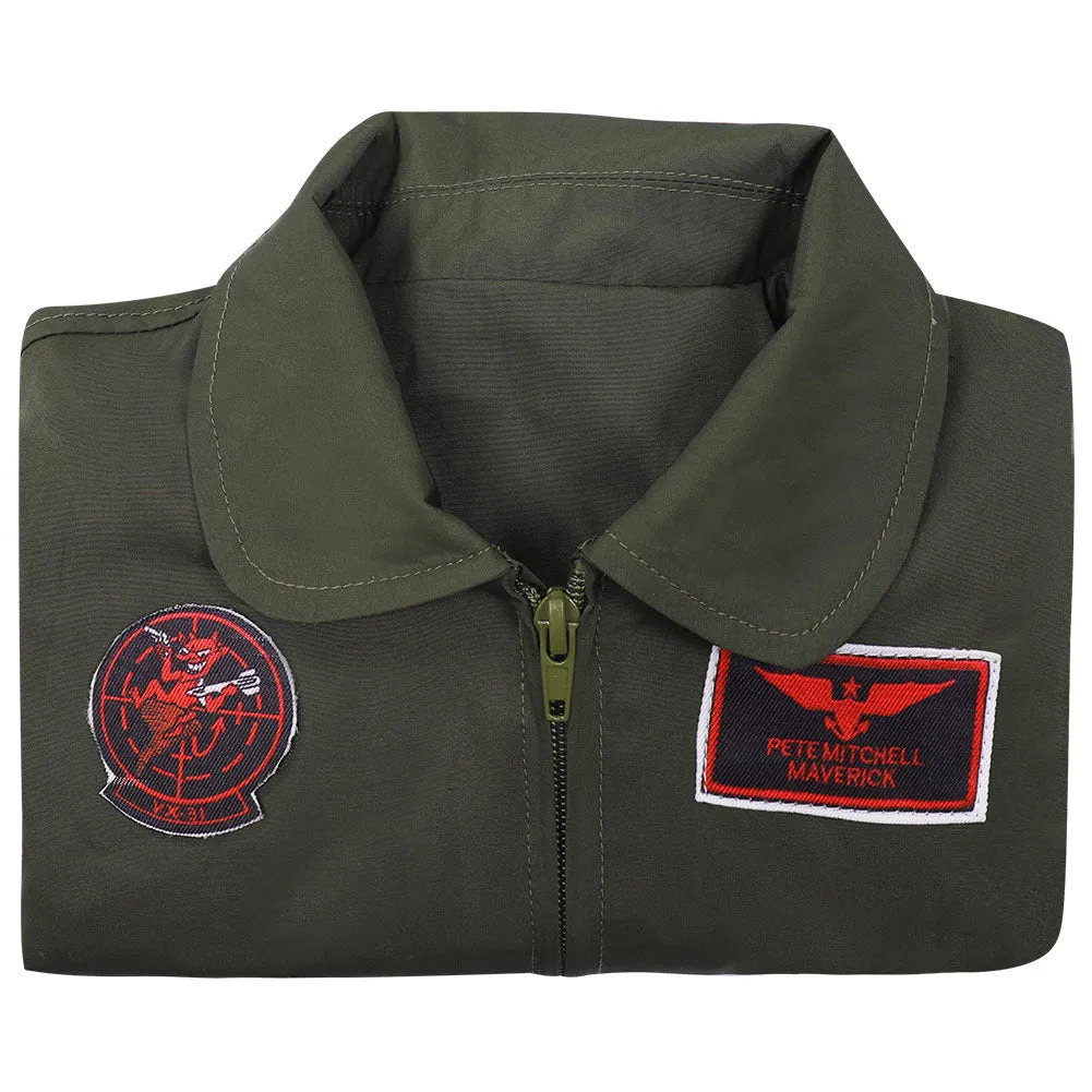 Kids Children Top Gun: Maverick Cosplay Costume Bomber Jacket Outfits Halloween Carnival Suit