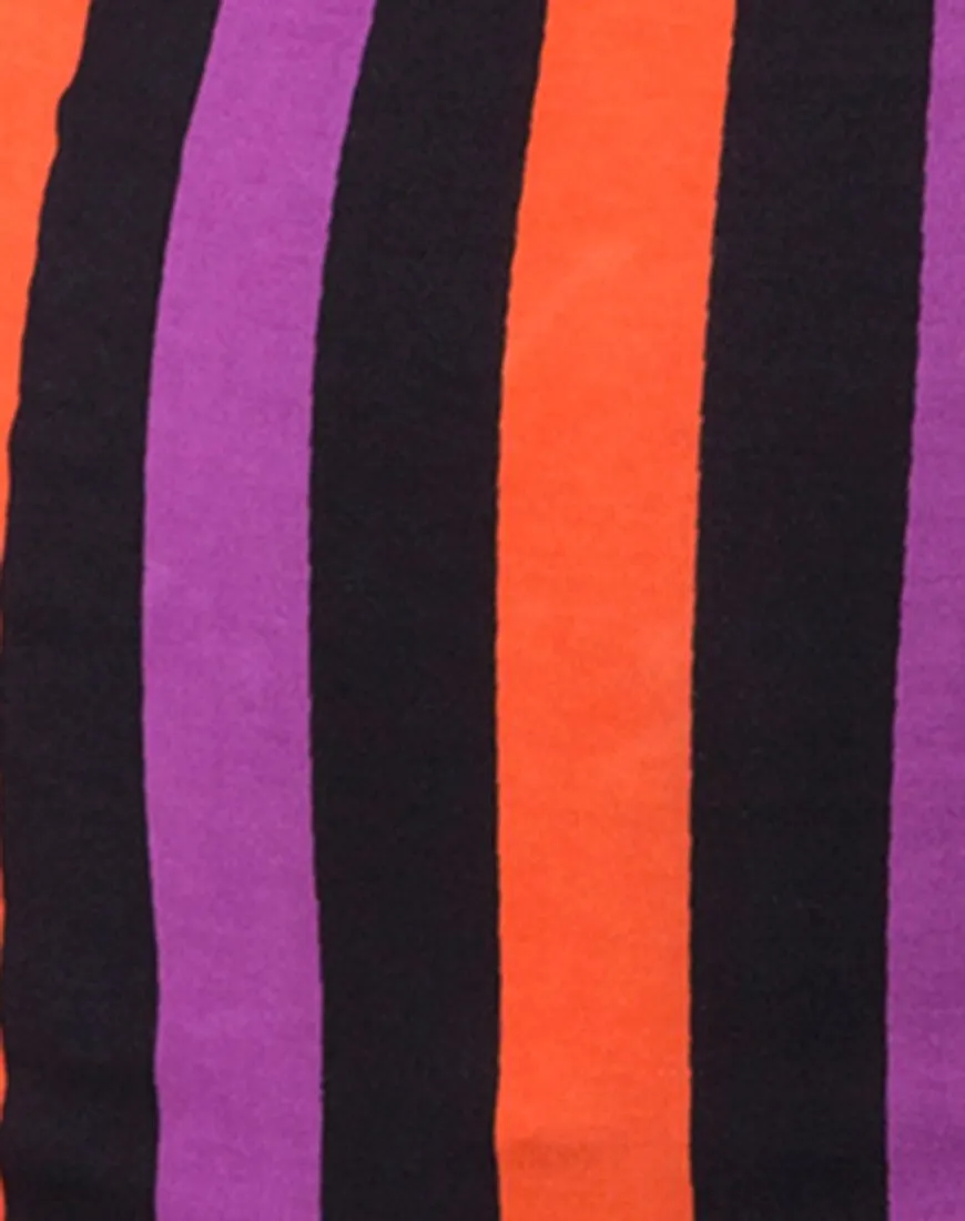 Kimmy Bodycon Skirt in Purple and Orange Stripe