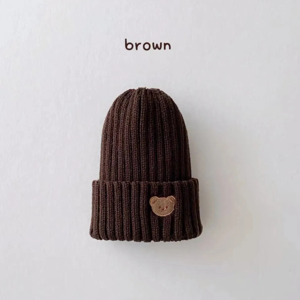 Knit Bear Embroidery Kids Hat