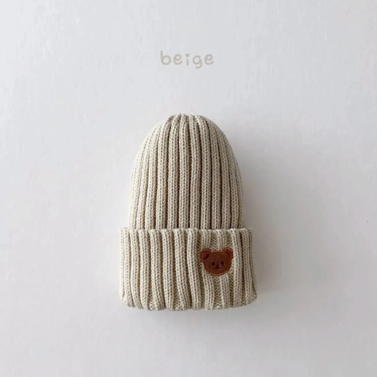 Knit Bear Embroidery Kids Hat