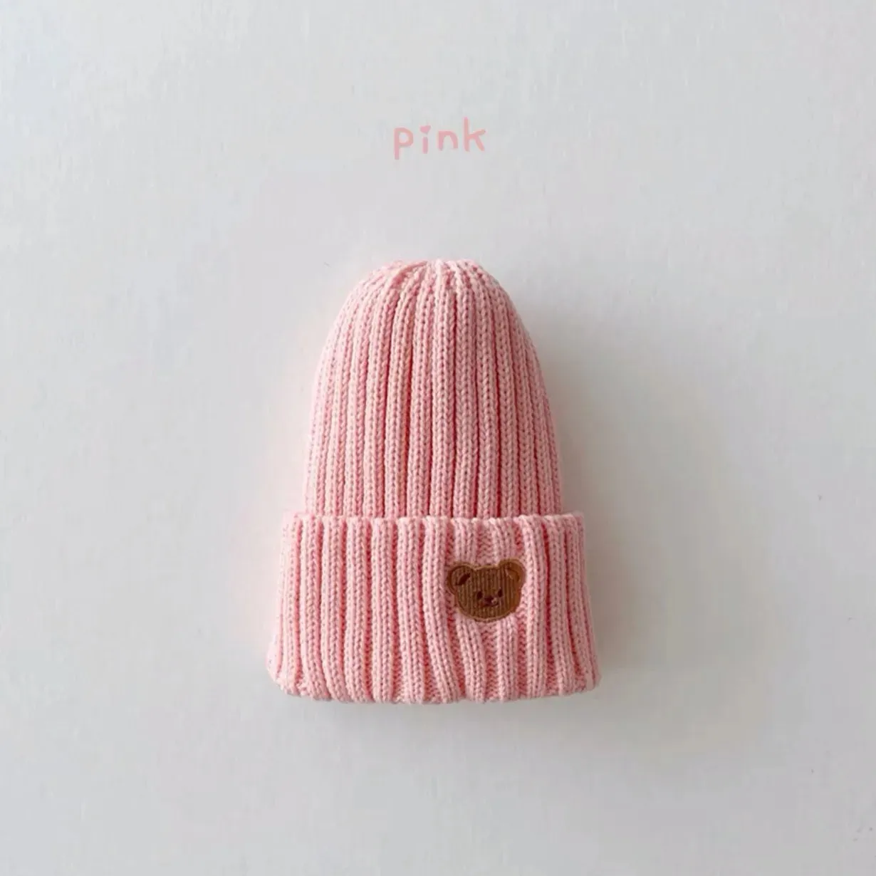 Knit Bear Embroidery Kids Hat