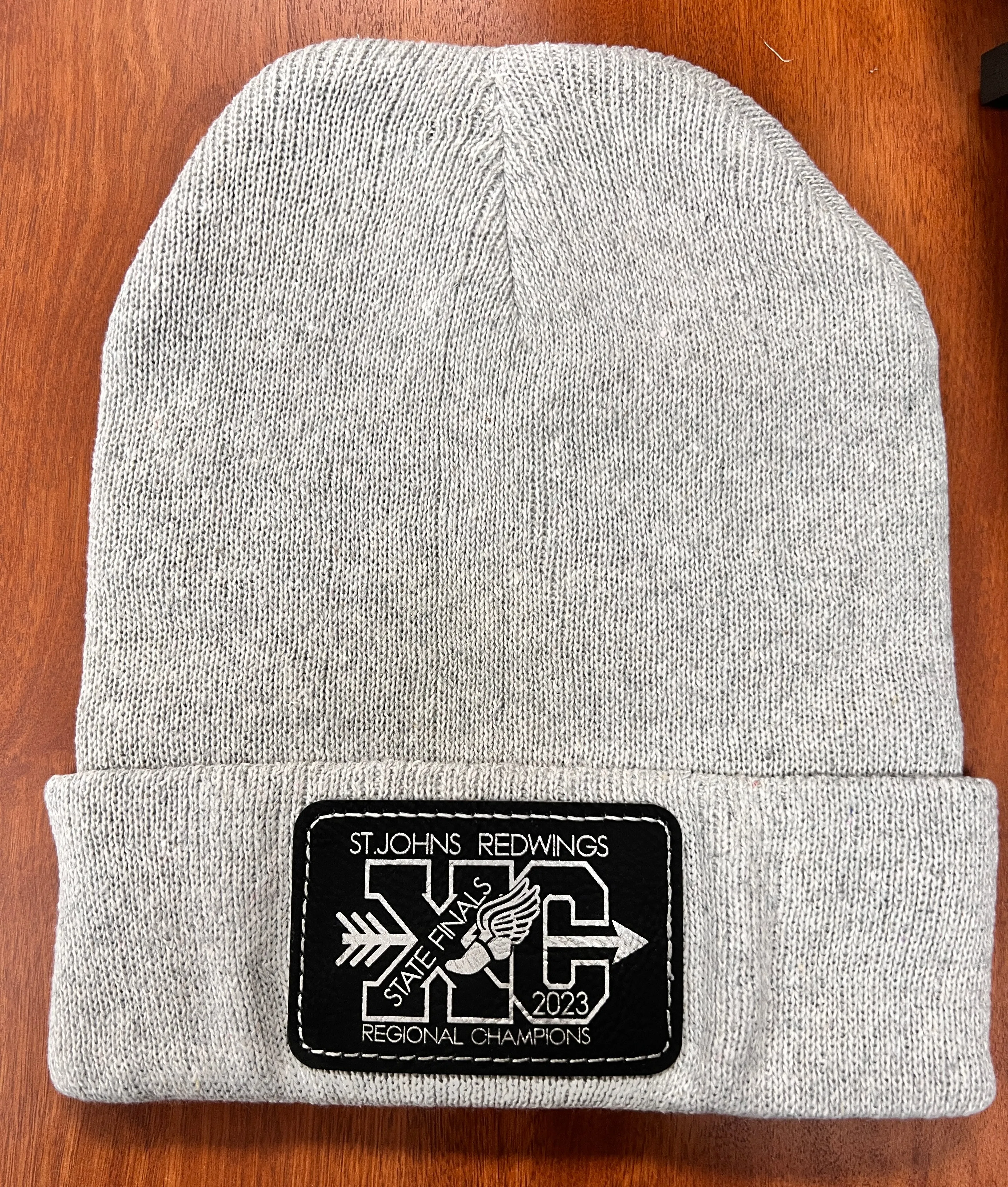 Knit Hat with Custom Leather Patch