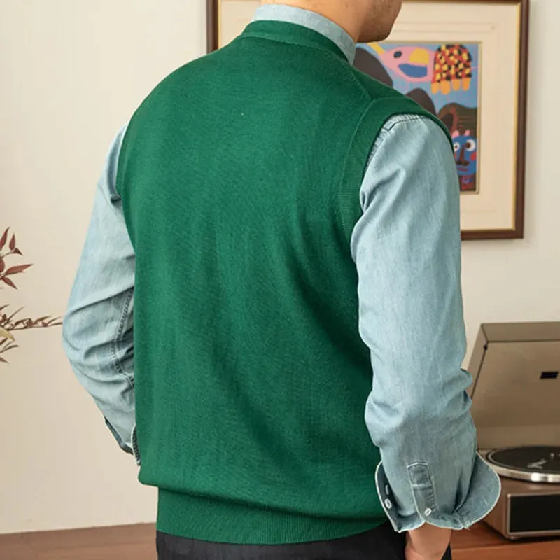 Knit Solid Single Button Vest