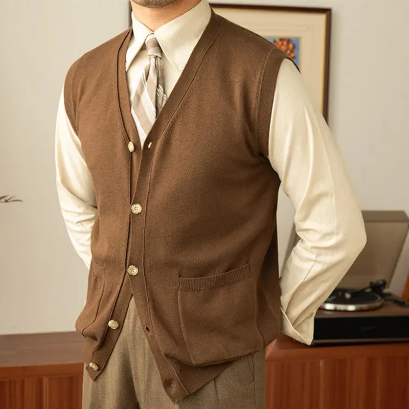 Knit Solid Single Button Vest